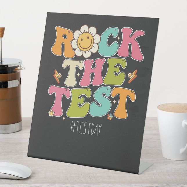 Groovy Rock the Test Motivierend Testing Day Sockelschild (In Situ)