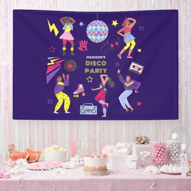 Groovy Roller Disco Lila Party Millennial Retro Banner (Party)
