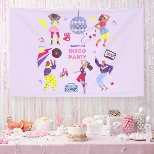 Groovy Roller Disco Lila Party Millennial Retro Banner (Party)