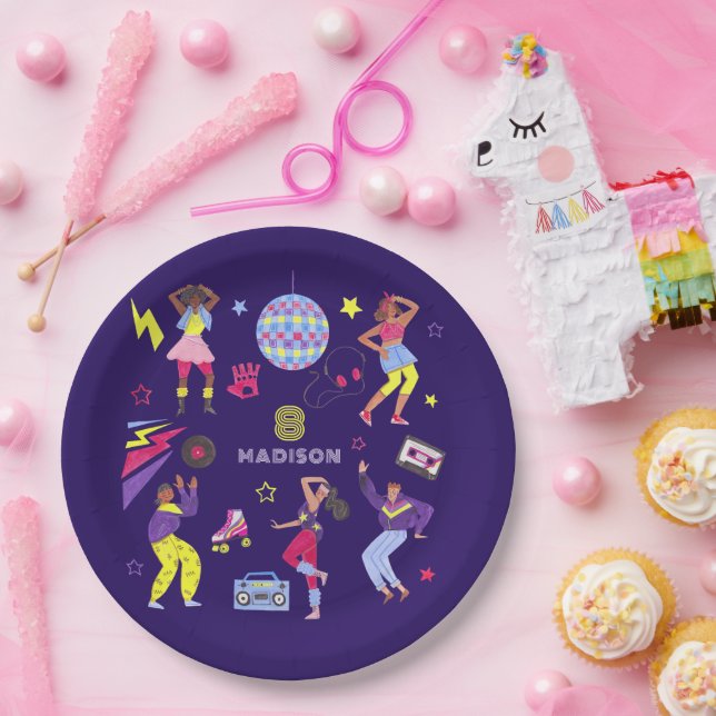 Groovy Roller Disco Party Retro 80er Discoball Pappteller (Party)