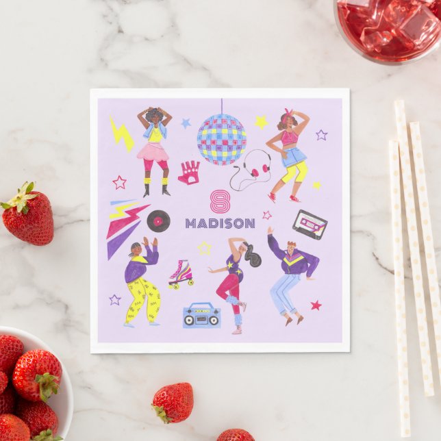 Groovy Roller Disco Party Retro 80er Discoball Serviette (Beispiel)