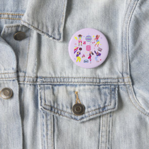 Groovy Roller Disco Party Retro 80er tanzende Mens Button
