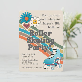 Groovy Roller Skaten Birthday Party Einladung