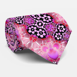 Groovy rosa und schwarzes Fraktal Krawatte