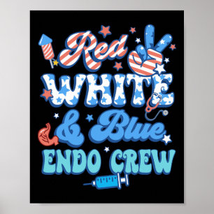Groovy Rot Weiß Blau Endo Crew Endo Krankenschwest Poster