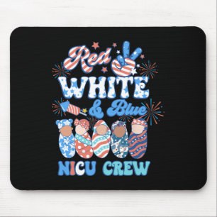 Groovy Rot Weiß Blau Nicu Crew Nicu Krankenschwest Mousepad