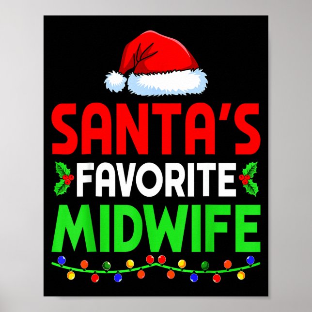 Groovy Santa's Favorite Midwife Nurse Christmas Sa Poster (Vorne)