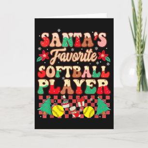 Groovy Santa's Lieblings-Softball-Spieler Weihnach Karte