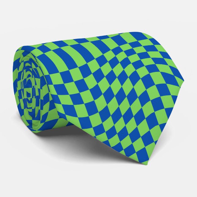 Groovy Schachbrett, Y2K 90er  Krawatte (Gerollt)