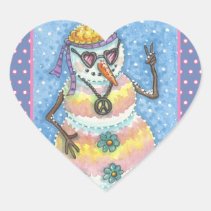 GROOVY SCHNEEMANN, FRIEDENSZEICHEN WEIHNACHTSAUFKL Herz-Aufkleber