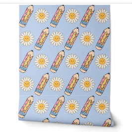 Groovy School Wallpaper mit Stiften & Blume Tapete