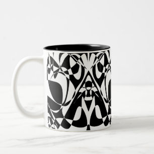 Groovy Schwarz-Weiß Muster Zweifarbige Tasse