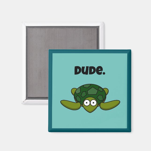 Groovy Sea Turtle Cartoon, Funny Ocean "Typ" Magnet (Vorderseite/Rückseite)