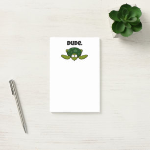 Groovy Sea Turtle Cartoon, Funny Ocean "Typ" Post-it Klebezettel