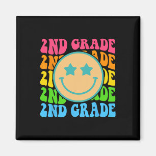 Groovy Second Grade Vibes Face Retro Lehrer zurück Magnet