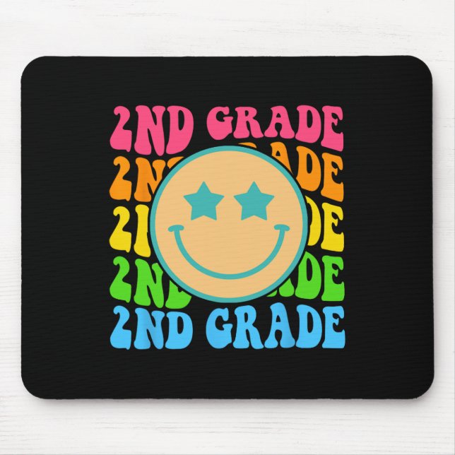 Groovy Second Grade Vibes Face Retro Lehrer zurück Mousepad (Vorne)