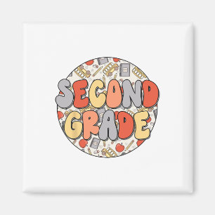 Groovy Second Grade Vibes Retro Lehrer Kinder Ck T Magnet