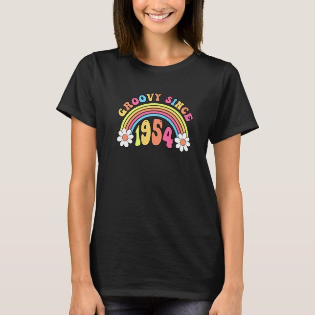Groovy Seit 1954 Vintag Retro Geburtstag T-Shirt (Vorderseite)