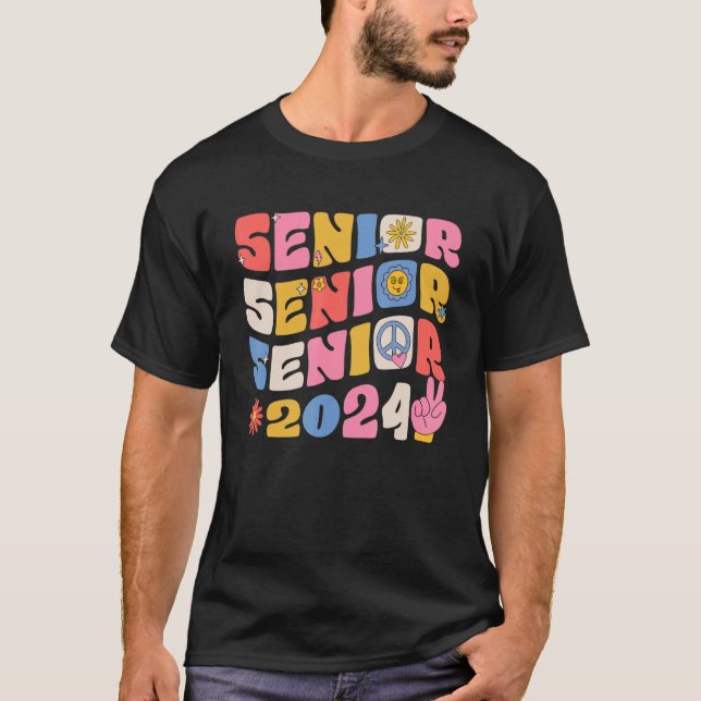 Groovy Senior 2024 Abschluss zurück zur Schule T-Shirt (Vorderseite)