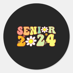 Groovy Senior 2024 Zurück zur Abschluss-Klasse Runder Aufkleber