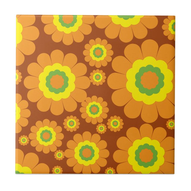 Groovy Seventies Blume Fliese (Vorderseite)