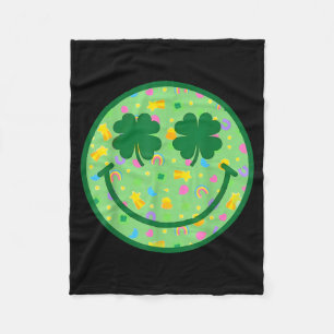 Groovy Shamrock-Lächeln-Gesicht St. Patricks Tag M Fleecedecke