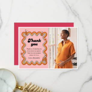 Groovy Sie ist bereit Retro staubiges Rosa zu vers Dankeskarte