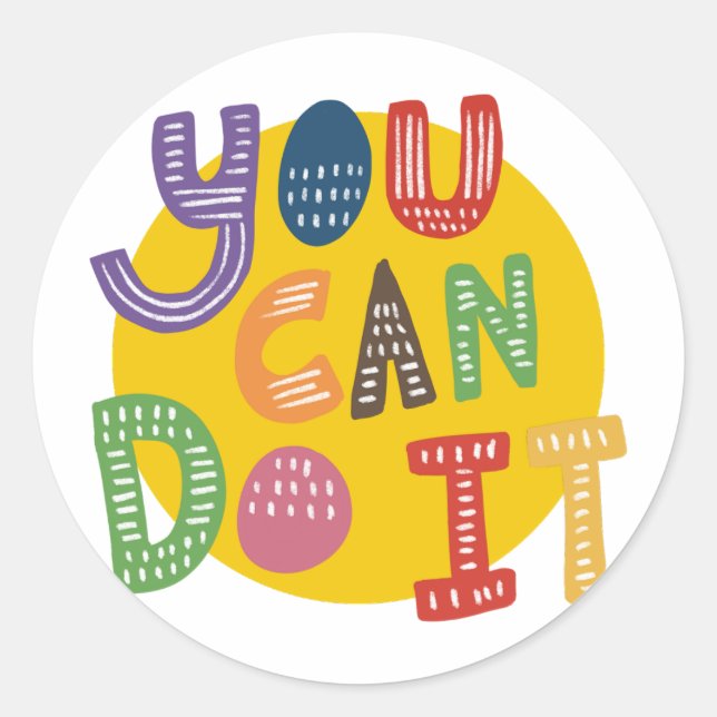 Groovy Sie können es Motivation Quotes tun Runder Aufkleber (Vorderseite)