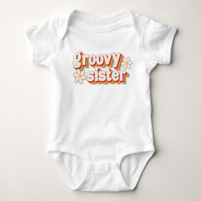 Groovy Sister Baby Bodysuit | Retro Daisy Blume P Strampler (Vorderseite)