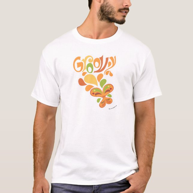 Groovy Sixties Hippie Illustriert Butterfly Design T-Shirt (Vorderseite)