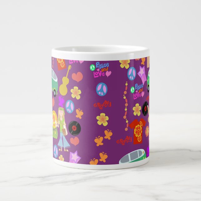 Groovy Sixties Violet Pattern Jumbo-Tasse (Vorderseite)