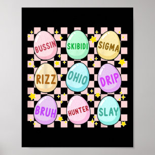 Groovy Skibidi Ostereier Lustiges Rizz Meme Ostern Poster