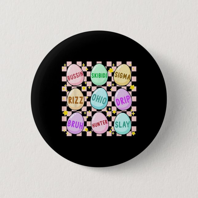 Groovy Skibidi Ostern Egg Funny Rizz Meme Oster H Button (Vorderseite)