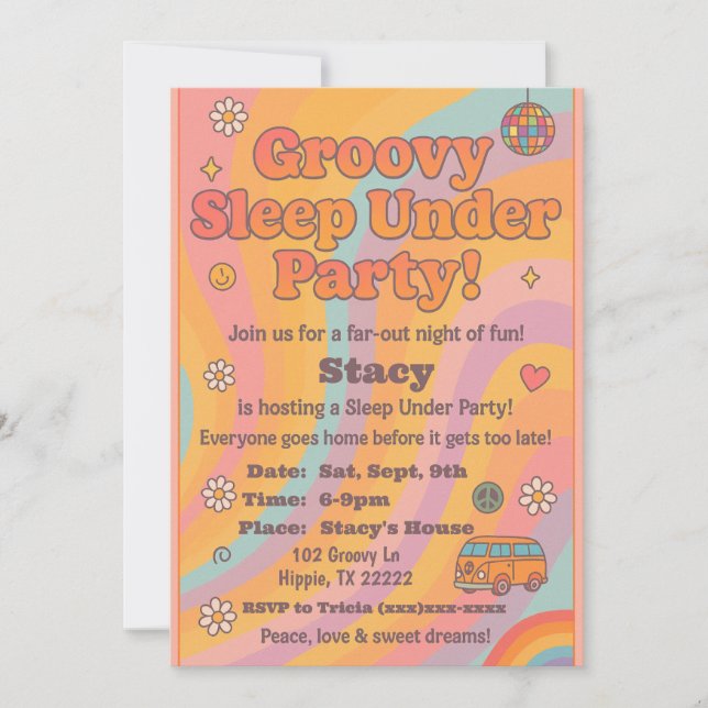 Groovy Sleep Under Birthday Party Invitation Einladung (Vorderseite)