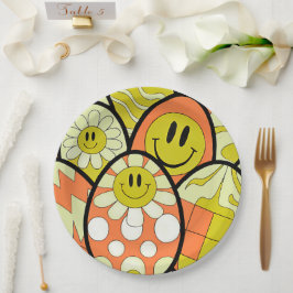 Groovy Smiley Face Ostern Party Teller Papierplatt