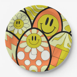 Groovy Smiley Face Ostern Party Teller Papierplatt