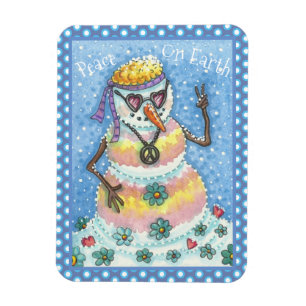 GROOVY SNOWMAN "WELTFRIEDEN" CHRISTMAS MAGNET
