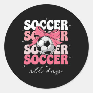 Groovy Soccer Coquette Bogen Mädchen Frauen Fußbal Runder Aufkleber