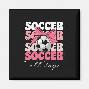 Groovy Soccer Coquette Schleife Mädchen Frauen Fuß Magnet
