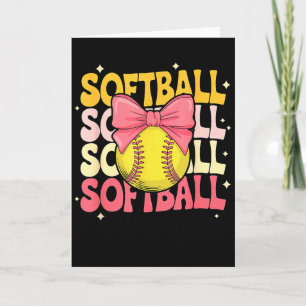Groovy Softball Coquette Bogen Softball Liebhaber Karte