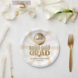 Groovy Solid Gold Grad Disco Graduation Party Pappteller