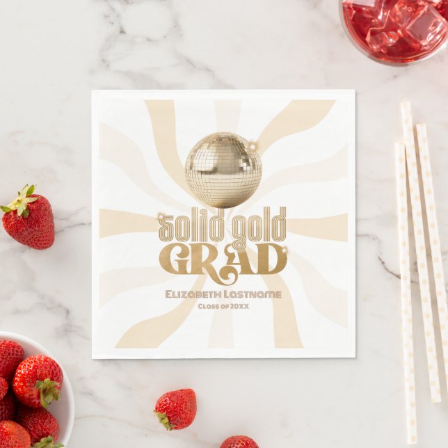 Groovy Solid Gold Grad Disco Graduation Party Serviette (Beispiel)