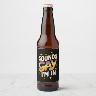 Groovy Sounds Gay I bin in LGBT Rainbow Pride Bierflaschenetikett