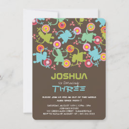 Groovy Space Außerirdischen Kinder Junge Geburtsta Einladung