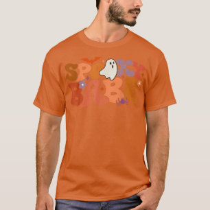 Groovy Spooky Babe Vibes Retro Floral Ghost Hippie T-Shirt