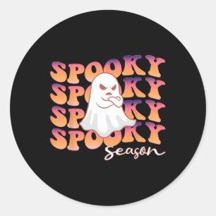 Groovy Spooky Jahreszeit etwas boomendes Halloween Runder Aufkleber