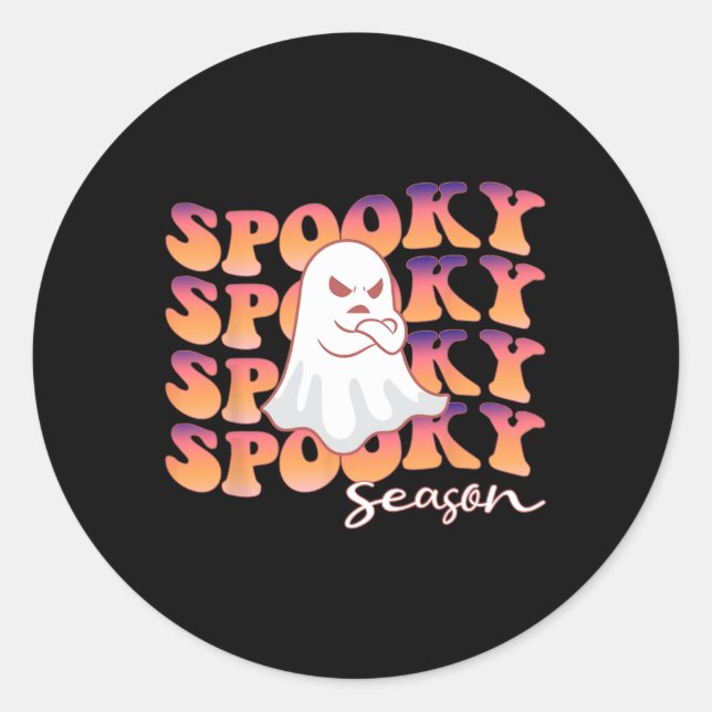 Groovy Spooky Jahreszeit etwas boomendes Halloween Runder Aufkleber (Vorderseite)