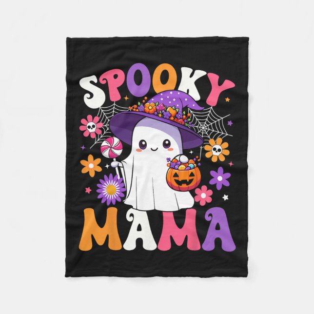 Groovy Spooky Mama Halloween Ghost Pumpkin Hallowe Fleecedecke (Vorderseite)