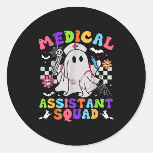 Groovy Spooky Medical Istant Squad Niedlich Hallow Runder Aufkleber