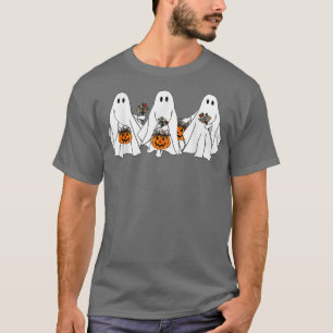 Groovy Spooky Season Floral Boo Ghost Pumpkin Hall T-Shirt